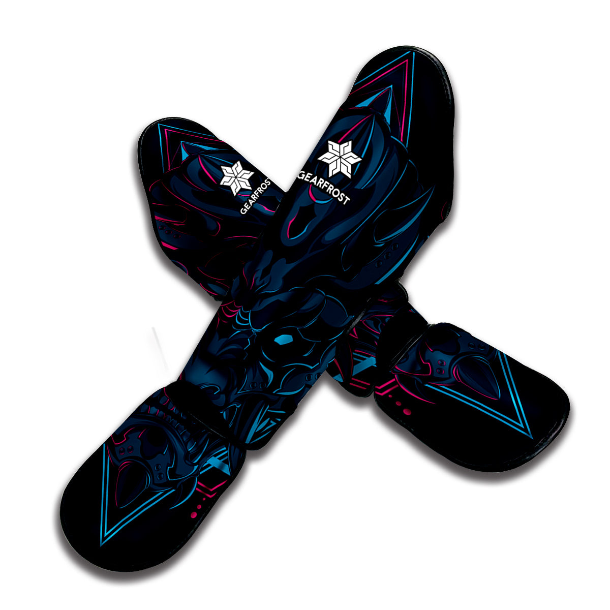 Geometric Japanese Demon Print Muay Thai Shin Guard