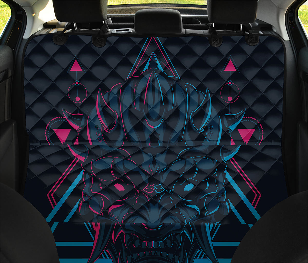 Geometric Japanese Demon Print Pet Car Back Seat Cover