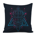 Geometric Japanese Demon Print Pillow Cover