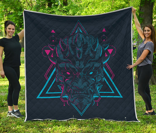 Geometric Japanese Demon Print Quilt