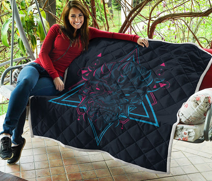 Geometric Japanese Demon Print Quilt