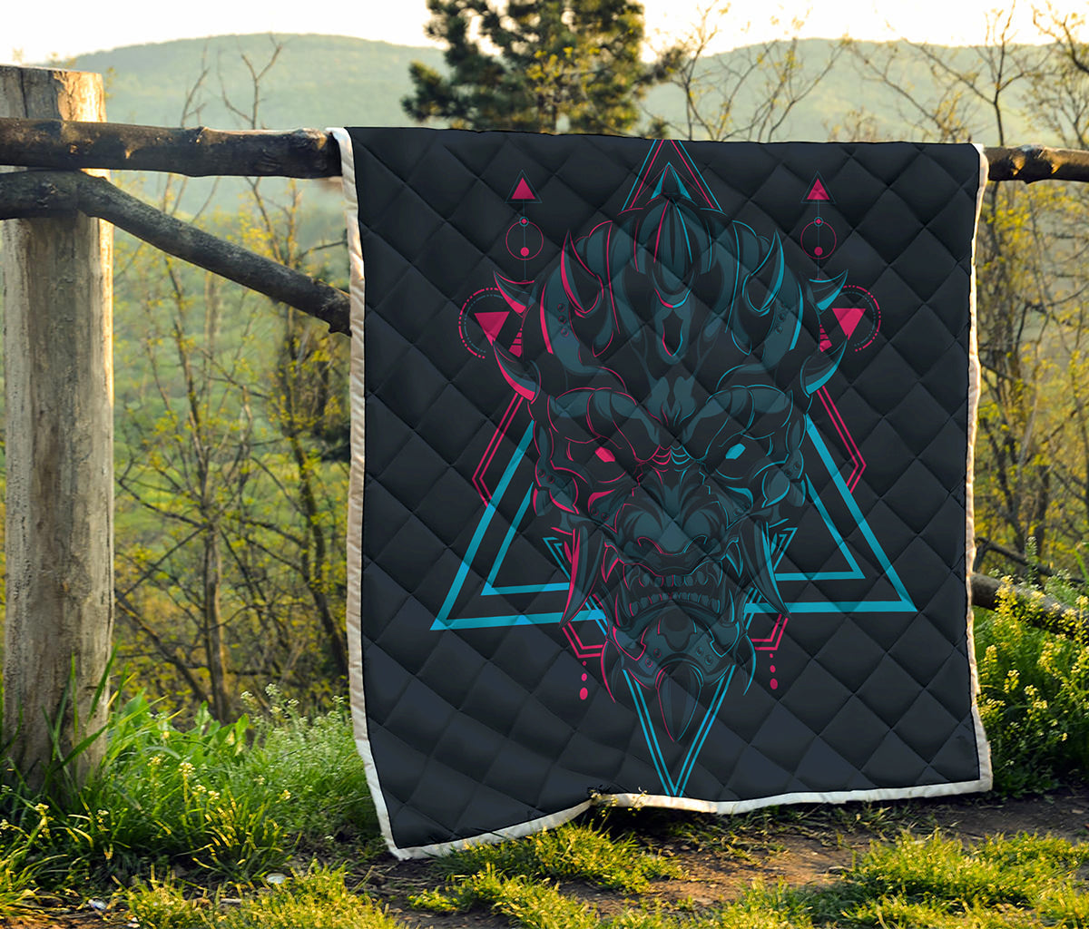 Geometric Japanese Demon Print Quilt
