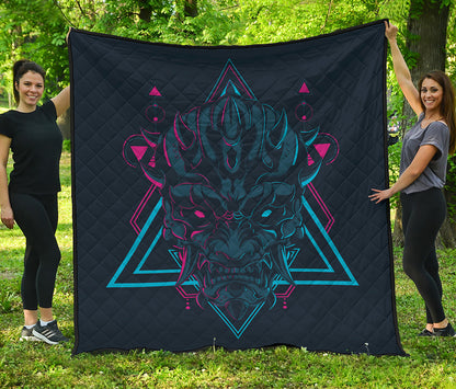 Geometric Japanese Demon Print Quilt