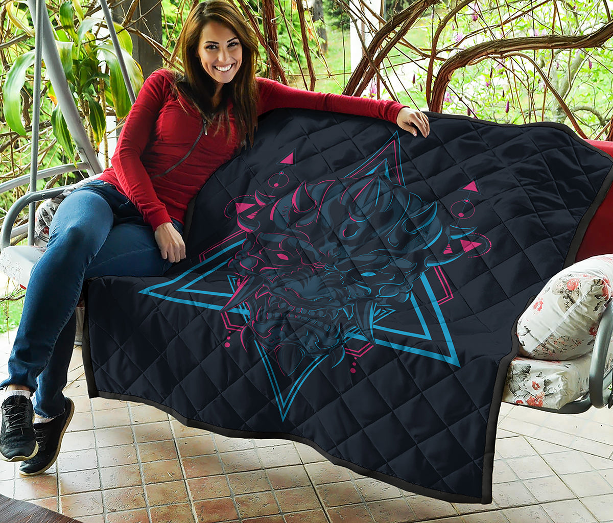 Geometric Japanese Demon Print Quilt