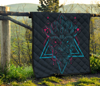 Geometric Japanese Demon Print Quilt