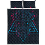 Geometric Japanese Demon Print Quilt Bed Set