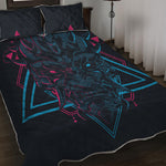 Geometric Japanese Demon Print Quilt Bed Set