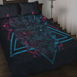 Geometric Japanese Demon Print Quilt Bed Set