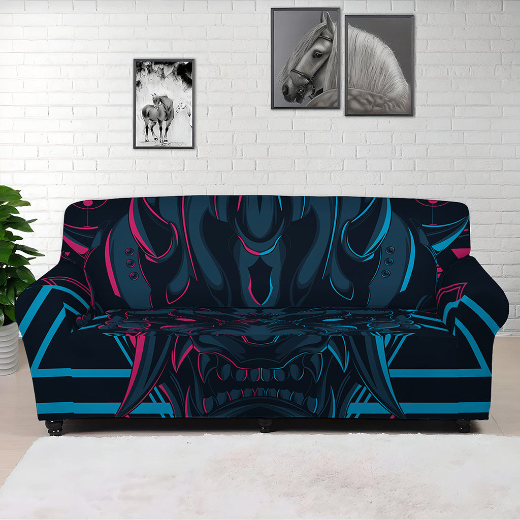 Geometric Japanese Demon Print Sofa Cover