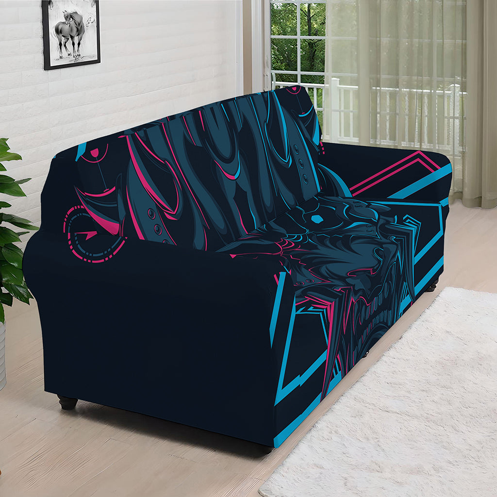 Geometric Japanese Demon Print Sofa Cover