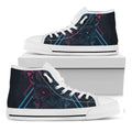 Geometric Japanese Demon Print White High Top Sneakers