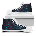 Geometric Japanese Demon Print White High Top Shoes