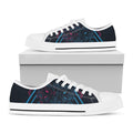 Geometric Japanese Demon Print White Low Top Sneakers
