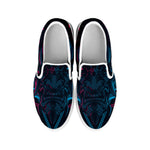 Geometric Japanese Demon Print White Slip On Shoes