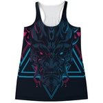 Geometric Japanese Demon Print Women's Racerback Tank Top