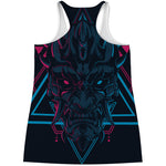 Geometric Japanese Demon Print Women's Racerback Tank Top
