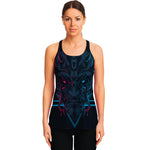 Geometric Japanese Demon Print Women's Racerback Tank Top