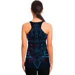 Geometric Japanese Demon Print Women's Racerback Tank Top