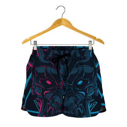 Geometric Japanese Demon Print Women's Shorts