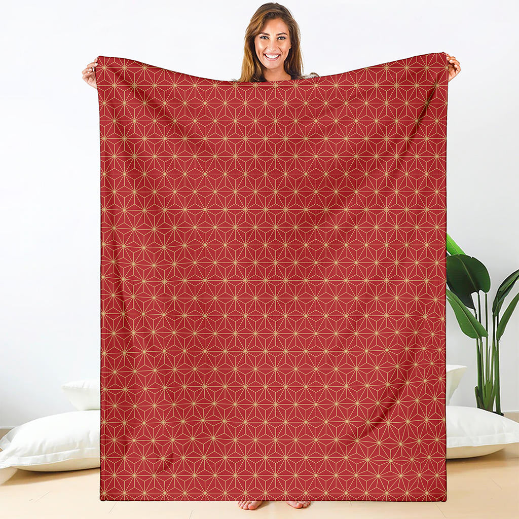 Geometric Japanese Floral Pattern Print Blanket