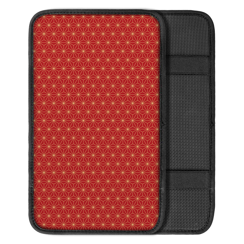 Geometric Japanese Floral Pattern Print Car Center Console Cover
