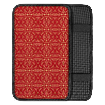 Geometric Japanese Floral Pattern Print Car Center Console Cover