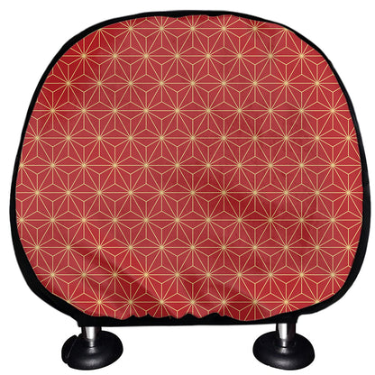 Geometric Japanese Floral Pattern Print Car Headrest Covers