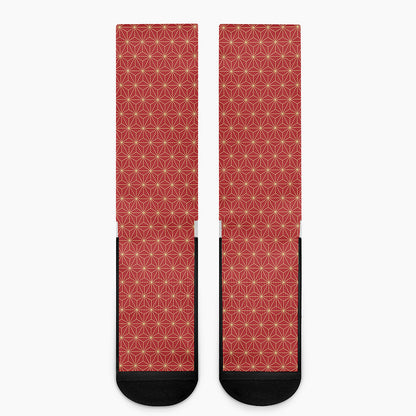 Geometric Japanese Floral Pattern Print Crew Socks