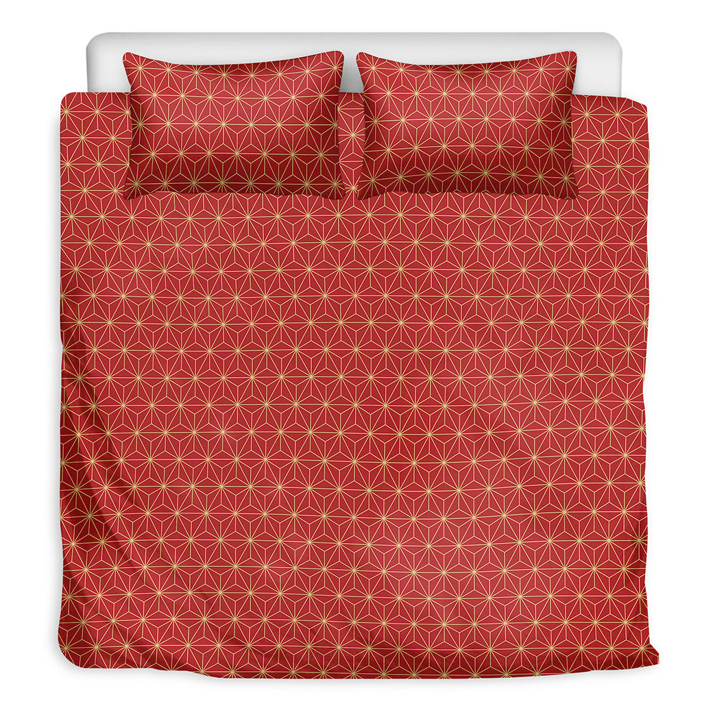 Geometric Japanese Floral Pattern Print Duvet Cover Bedding Set