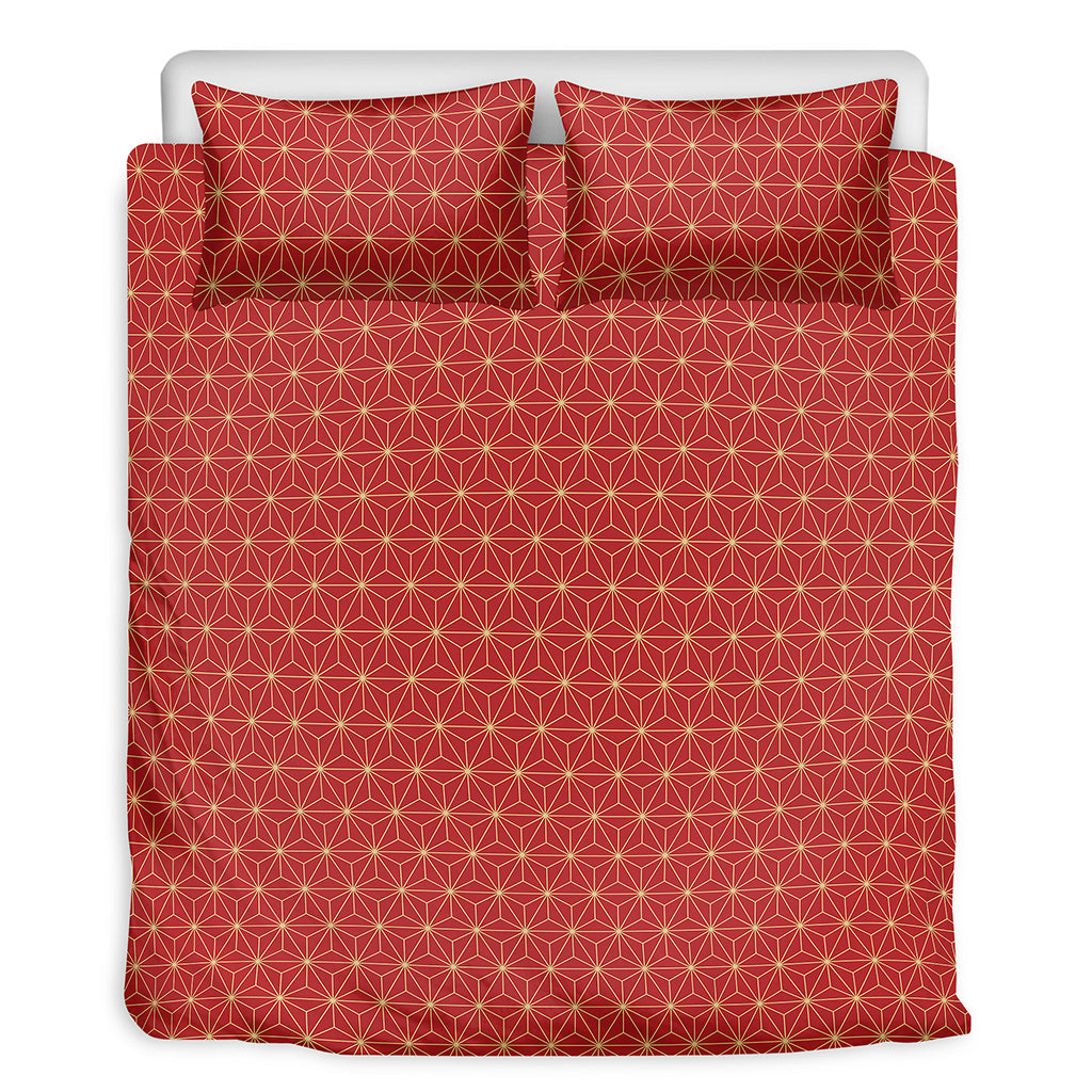 Geometric Japanese Floral Pattern Print Duvet Cover Bedding Set