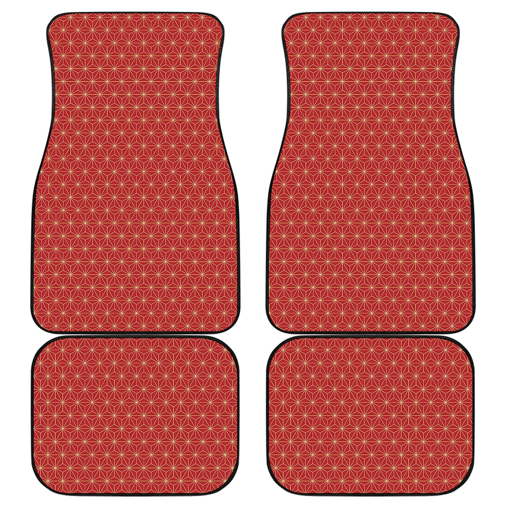 Geometric Japanese Floral Pattern Print Front and Back Car Floor Mats