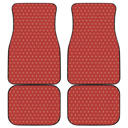 Geometric Japanese Floral Pattern Print Front and Back Car Floor Mats