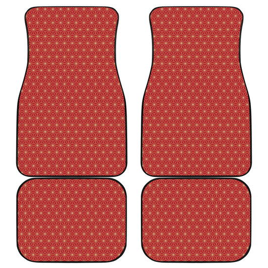 Geometric Japanese Floral Pattern Print Front and Back Car Floor Mats