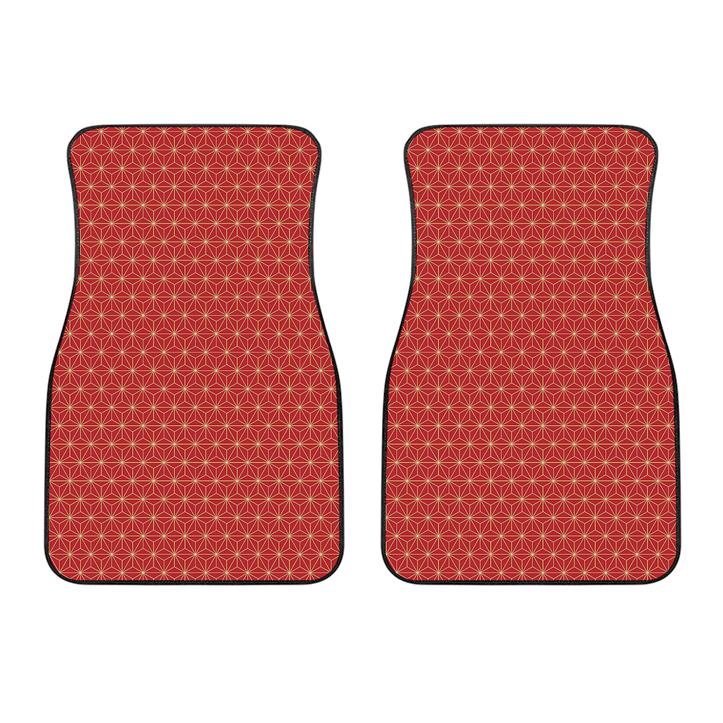 Geometric Japanese Floral Pattern Print Front Car Floor Mats