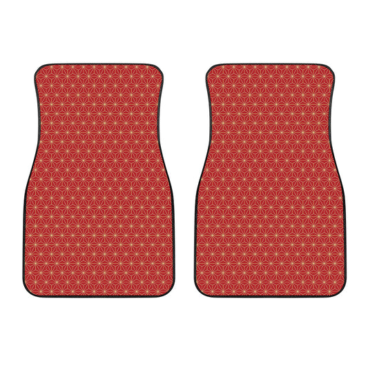 Geometric Japanese Floral Pattern Print Front Car Floor Mats