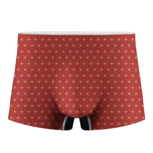 Geometric Japanese Floral Pattern Print Men's Boxer Briefs