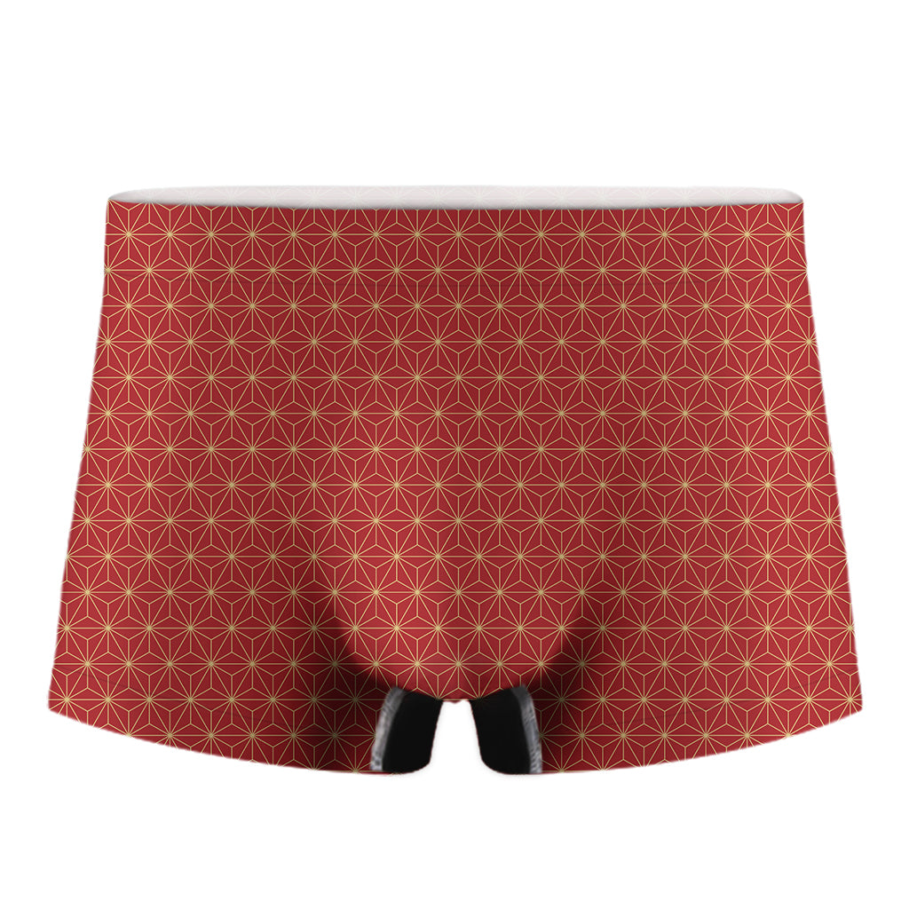 Geometric Japanese Floral Pattern Print Men's Boxer Briefs