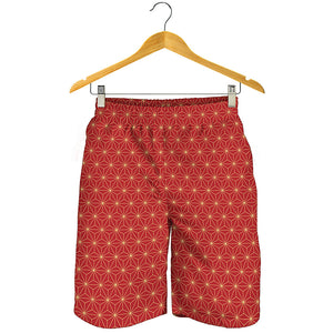 Geometric Japanese Floral Pattern Print Men's Shorts