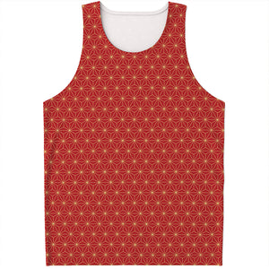 Geometric Japanese Floral Pattern Print Men's Tank Top