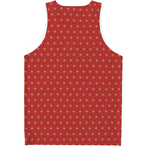 Geometric Japanese Floral Pattern Print Men's Tank Top