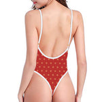 Geometric Japanese Floral Pattern Print One Piece High Cut Swimsuit