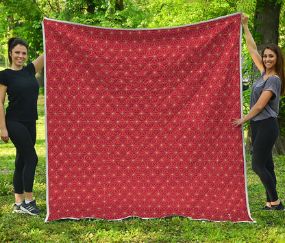 Geometric Japanese Floral Pattern Print Quilt