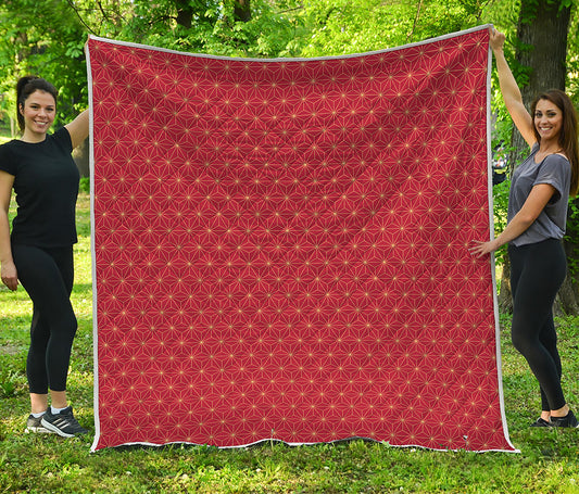 Geometric Japanese Floral Pattern Print Quilt