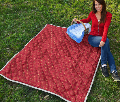 Geometric Japanese Floral Pattern Print Quilt