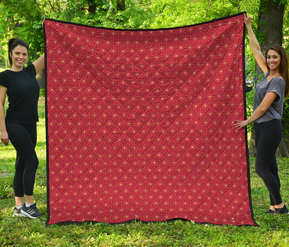 Geometric Japanese Floral Pattern Print Quilt