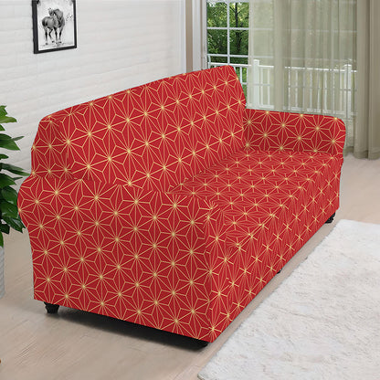 Geometric Japanese Floral Pattern Print Sofa Cover