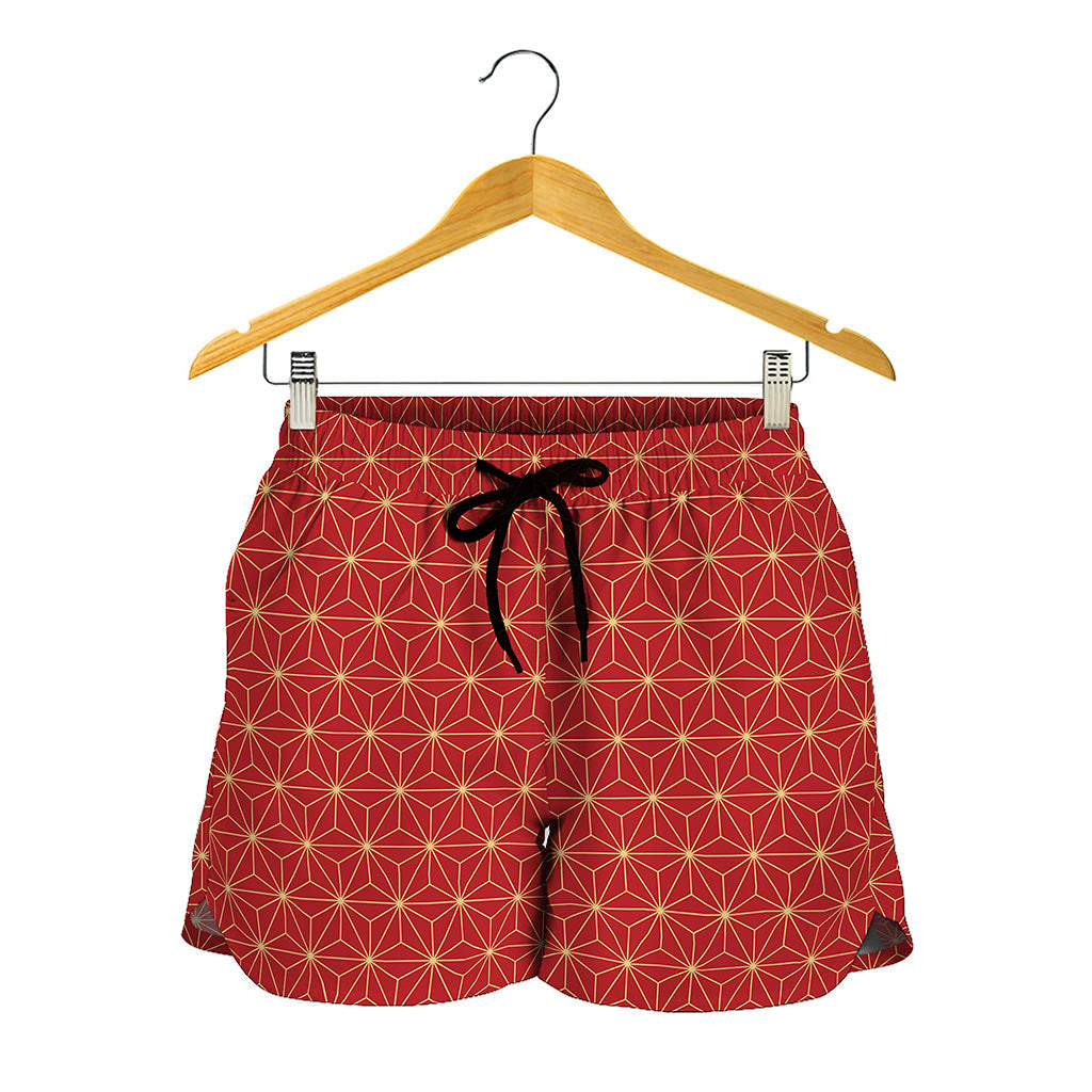 Geometric Japanese Floral Pattern Print Women's Shorts