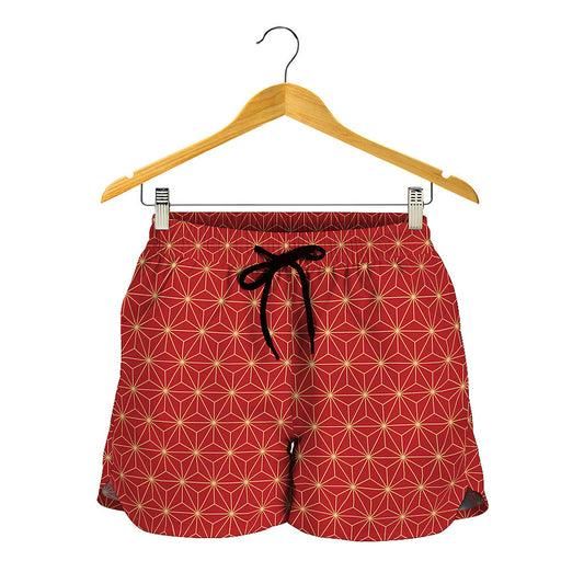 Geometric Japanese Floral Pattern Print Women's Shorts