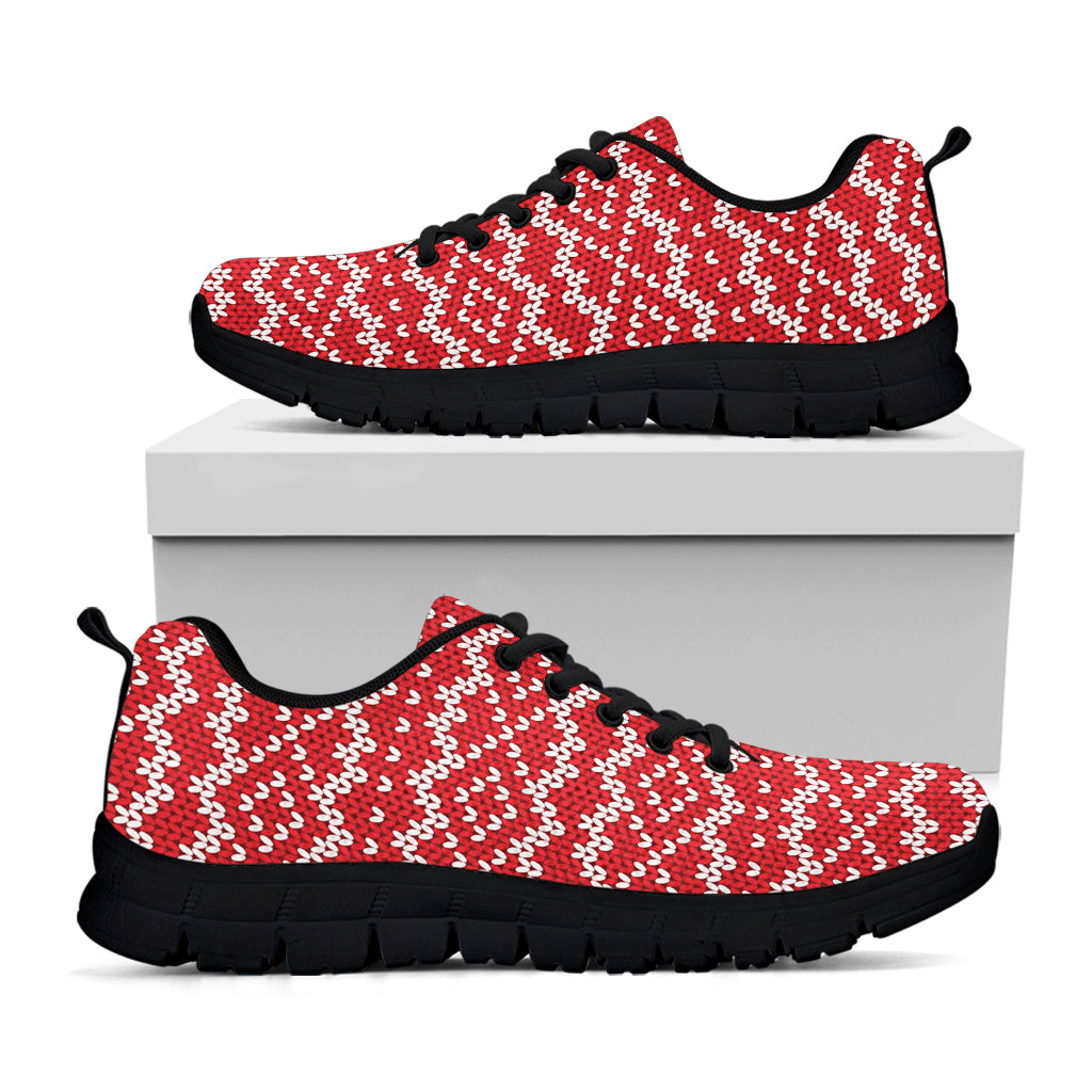 Geometric Knitted Pattern Print Black Sneakers