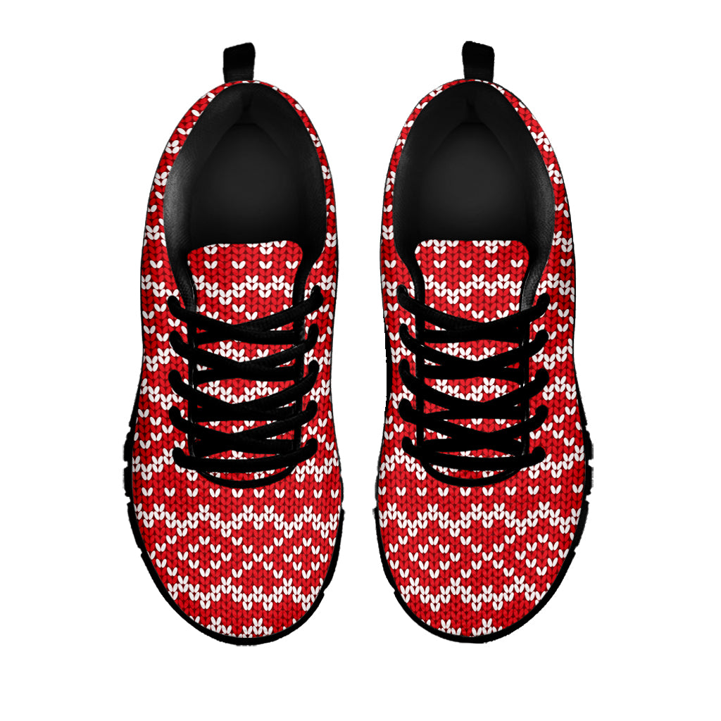 Geometric Knitted Pattern Print Black Sneakers